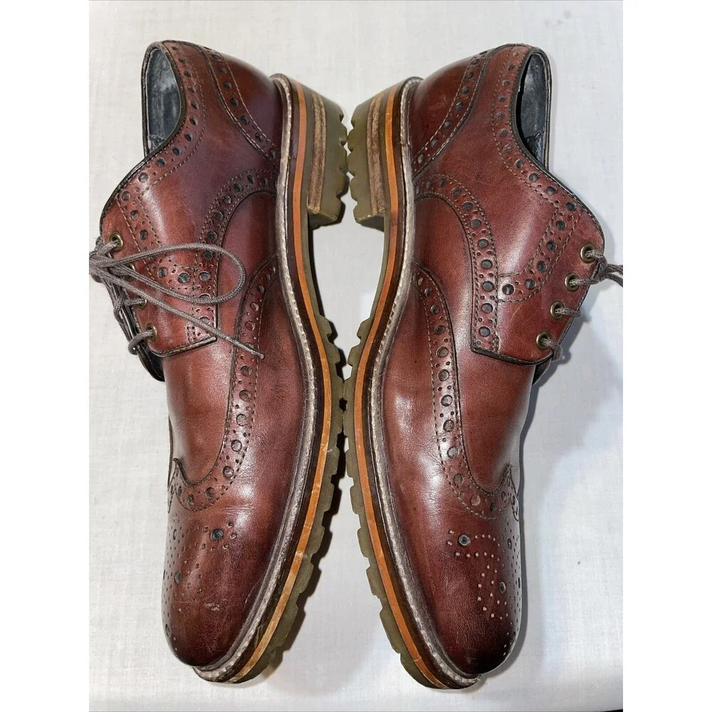 Johnston & Murphy 1850 Dress Oxfords Mens Size 9 M Brown Leather Wingtips Brogue